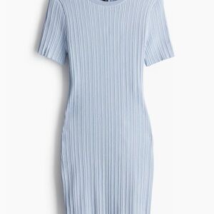 H&M Light Blue Ribbed Mini Dress